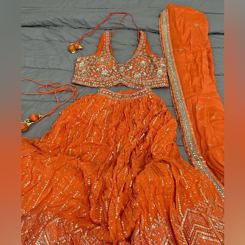 Coral Orange Lehenga